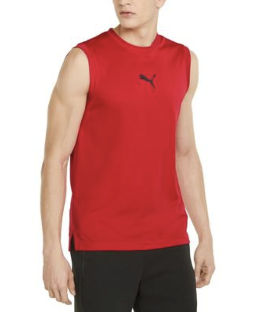 Puma Men Crew Neck Sleeveless Muscle T-Shirt Red Size S